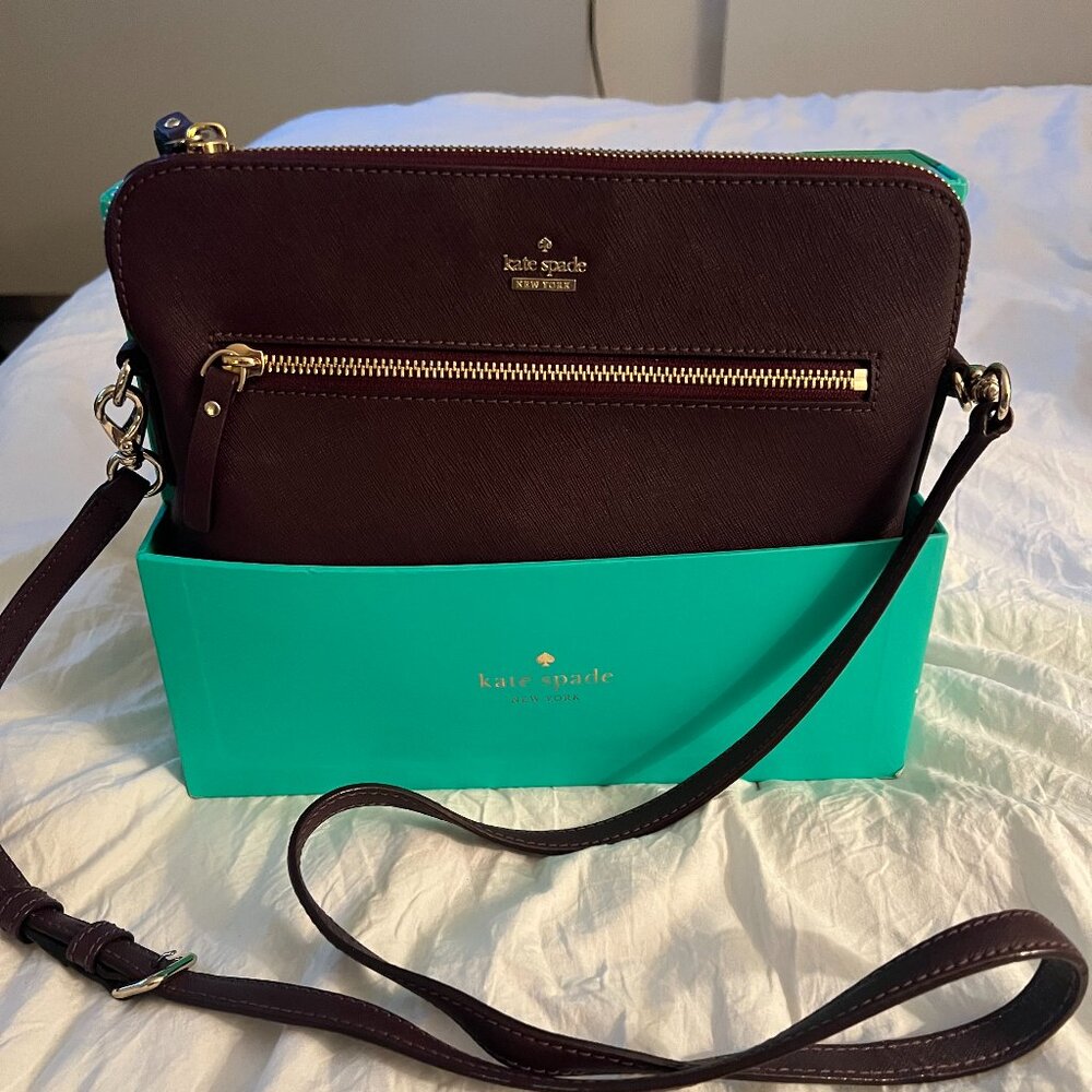 Kate Spade - Burgundy New York Everpurse Saffiano Leather Crossbody Bag
